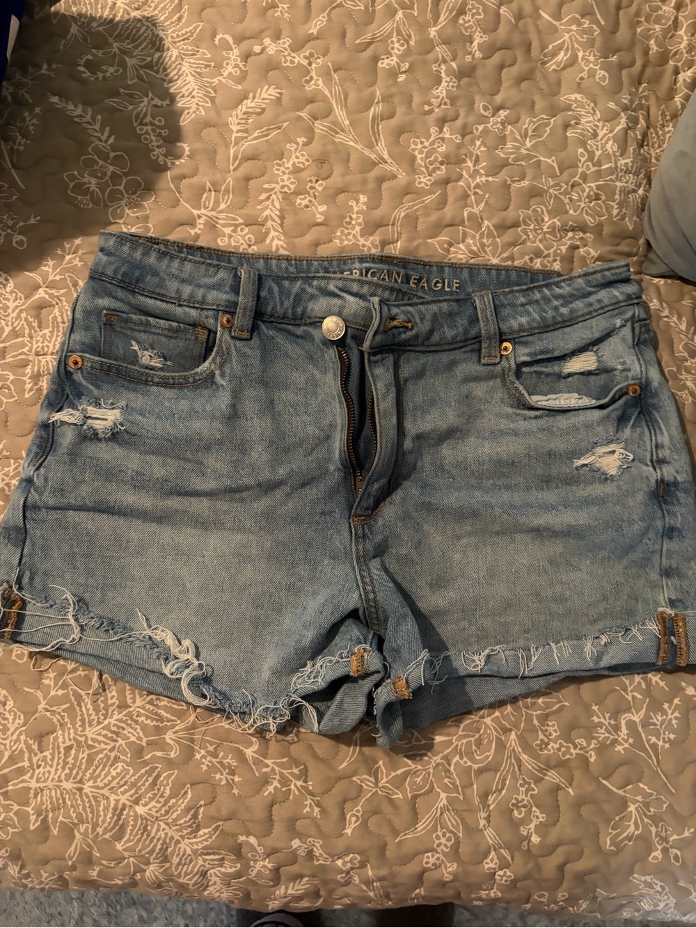 American Eagle Outfitters Light Wash Distressed Denim Cutoff Shorts